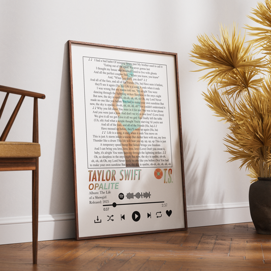 Taylor Swift — Opalite Song Lyric Print