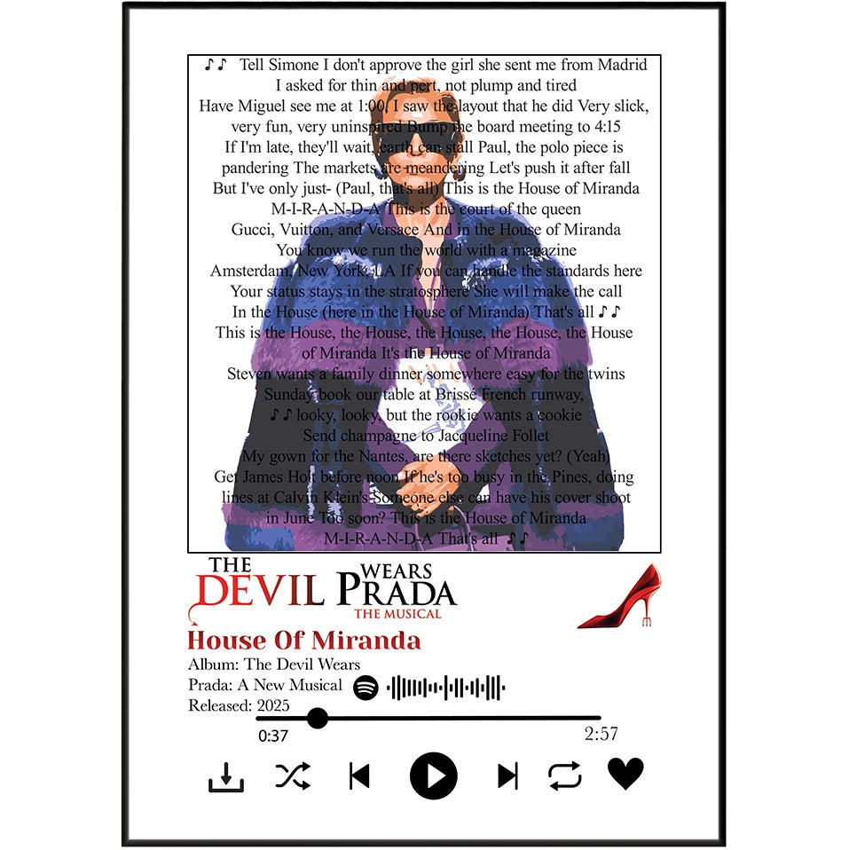 The Devil Wears Prada The Musical — House of Amanda Song Lyric Print - 98 Types Studio