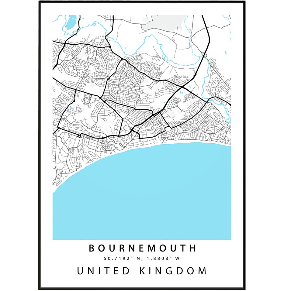 Bournemouth Street City Map Print - 98types