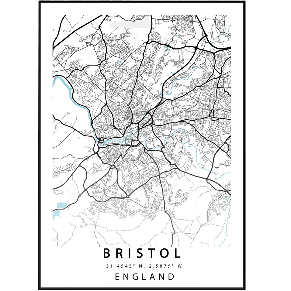 BRISTOL City Street Map Print - 98types