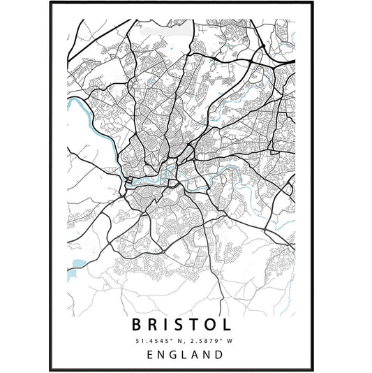BRISTOL City Street Map Print - 98types