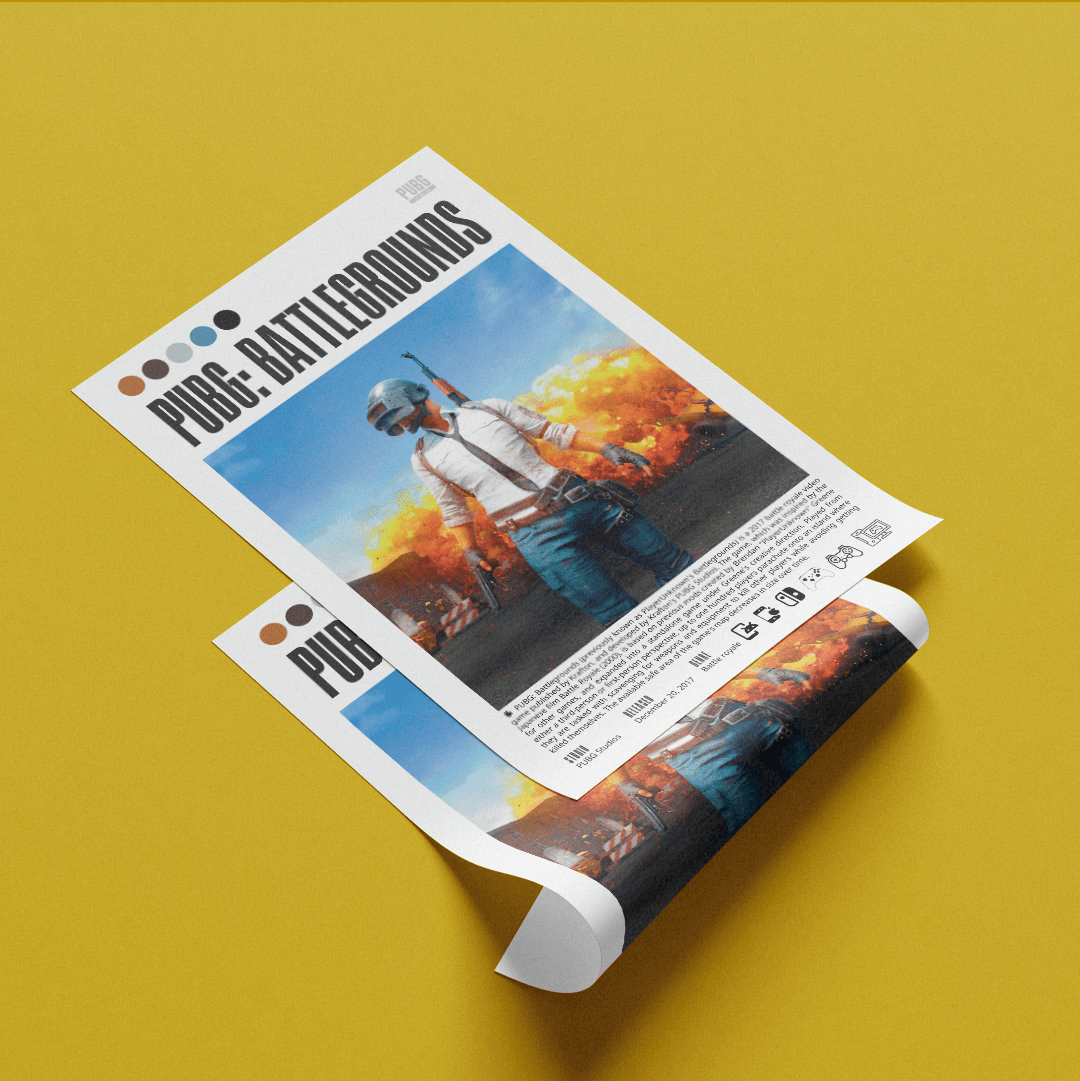 PUBG Battlegrounds 2017 game poster — Erangel battle royale 100 players wall art print UK - 98types