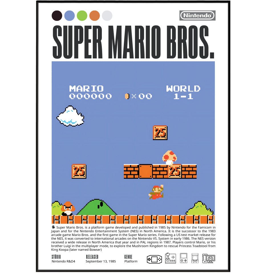 Super Mario Bros Video Games Prints - 98types