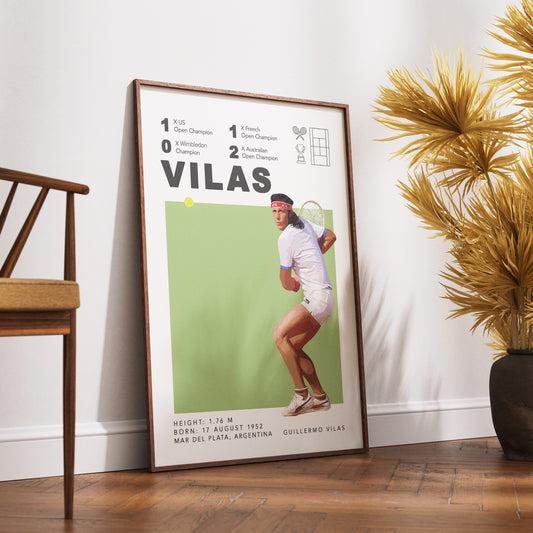 Guillermo Vilas Argentine tennis legend poster wall art print UK