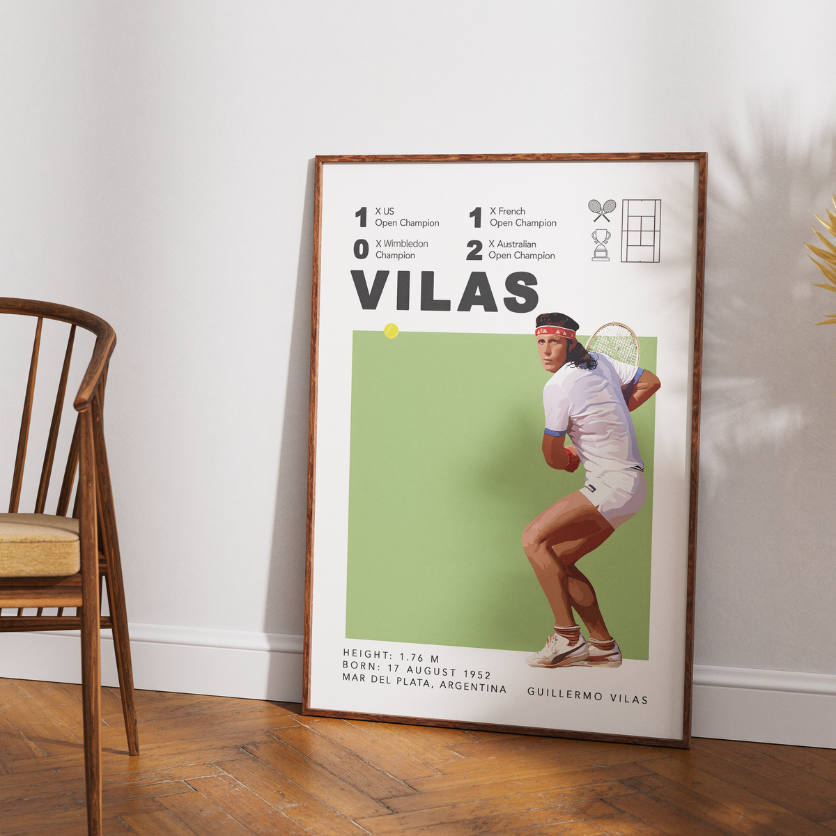 Guillermo Vilas Argentine tennis legend poster wall art print UK