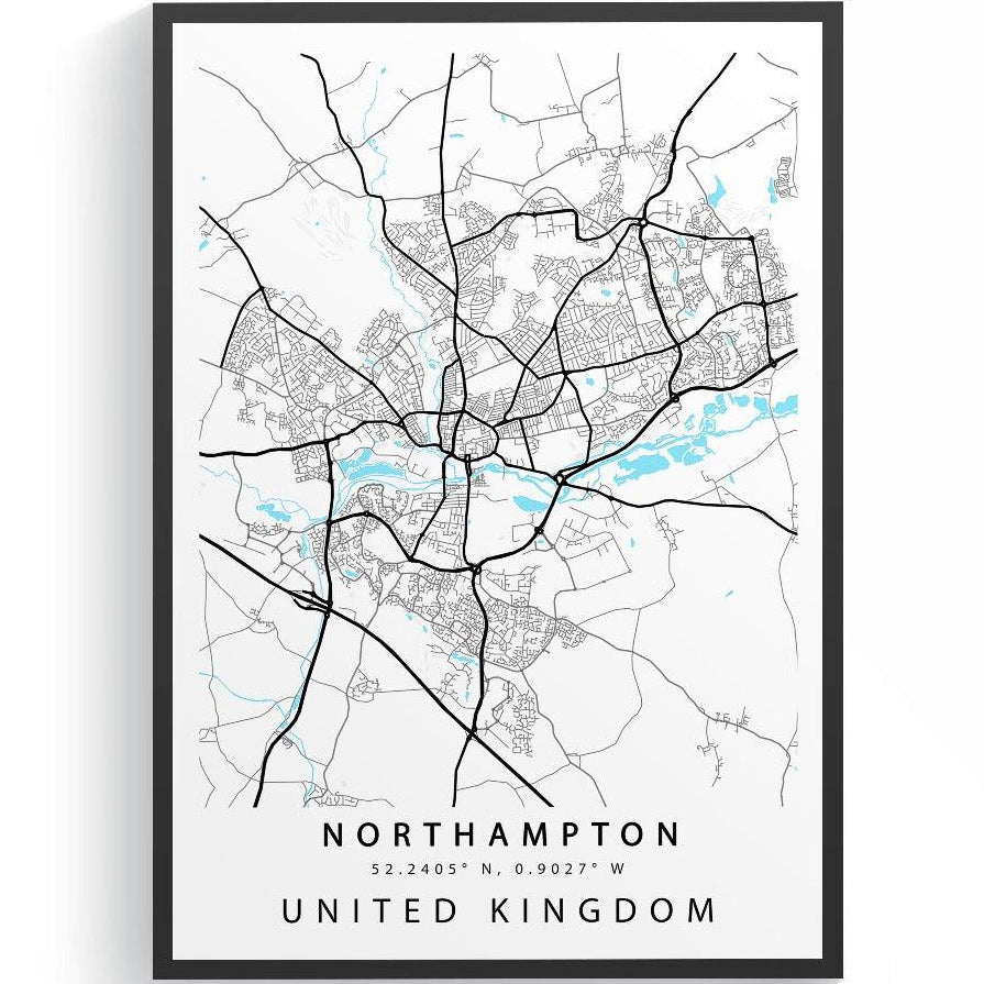 Northampton Northamptonshire street map print — town map wall art poster UK
- 98types