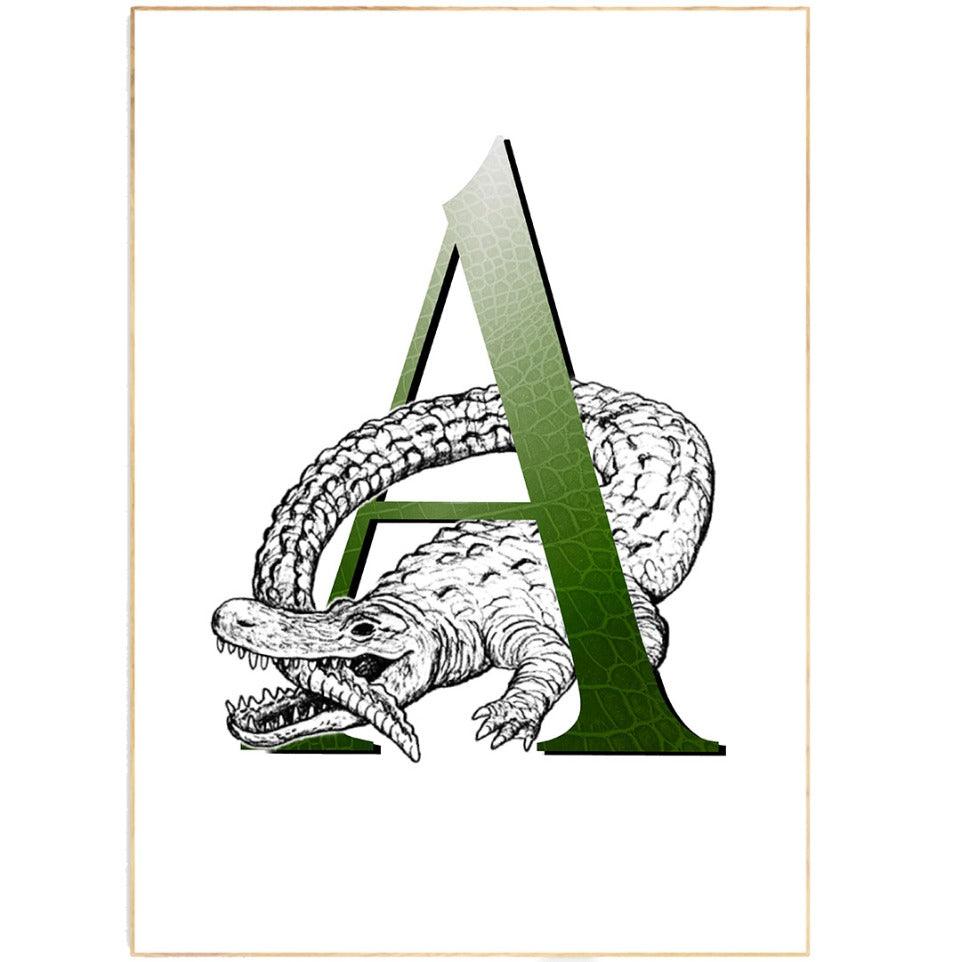 Alligator Letter A Print - 98typesAnimals Alphabet