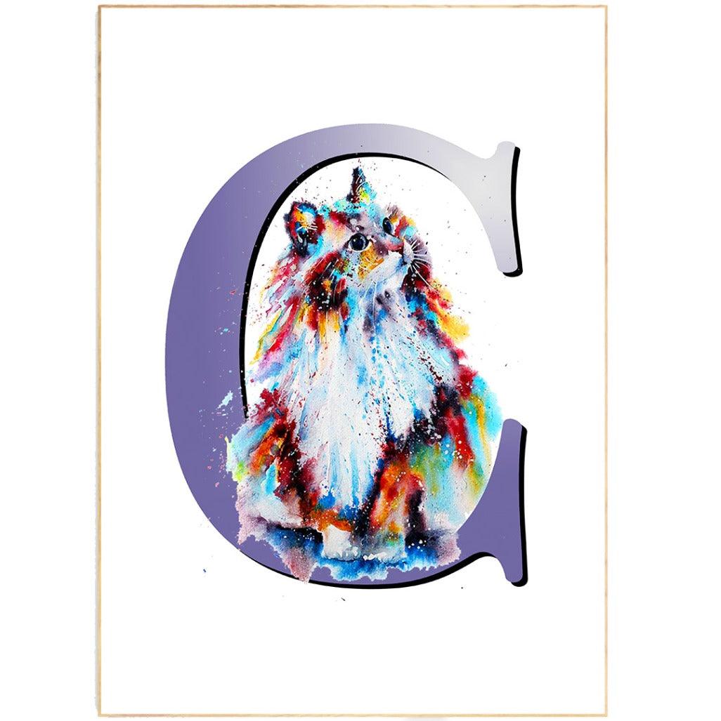 Cat Letter C Poster - 98typesAnimals Alphabet