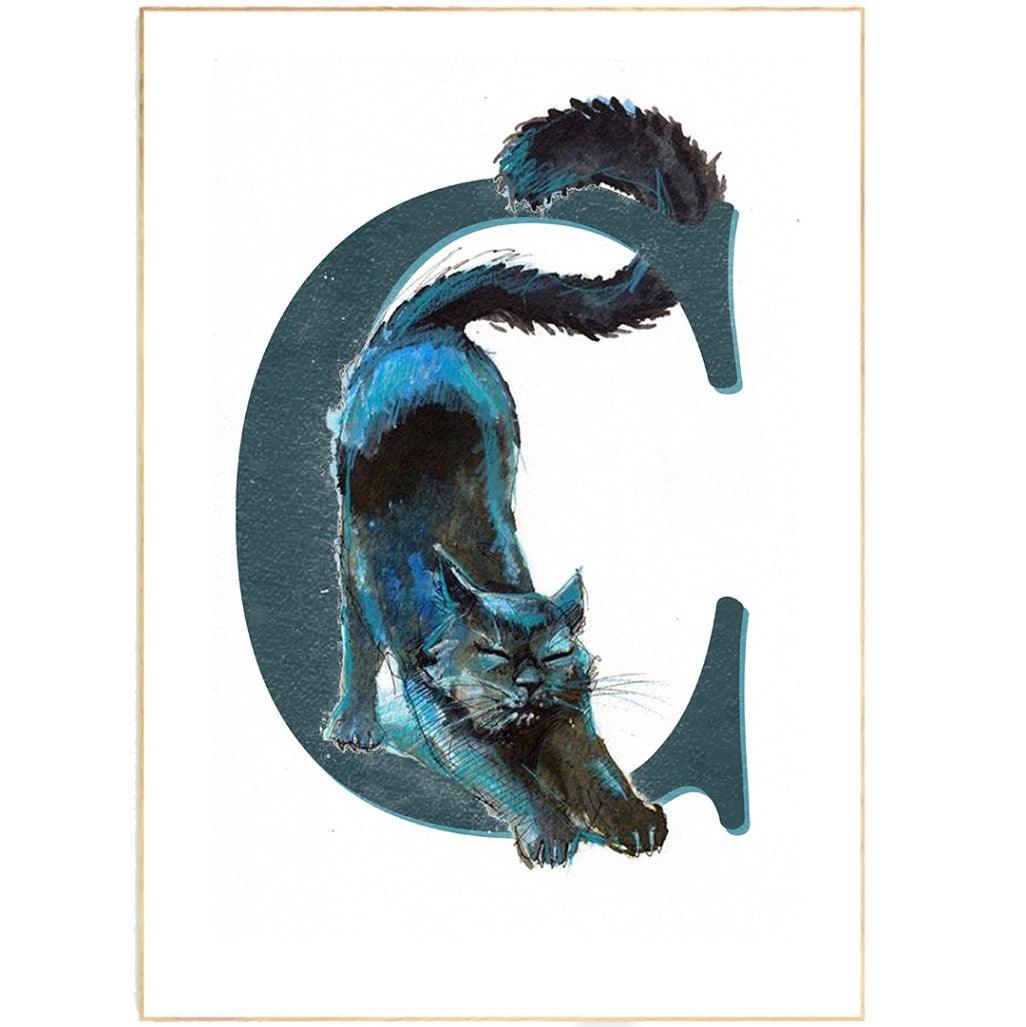 Cat Letter C Print - 98typesAnimals Alphabet