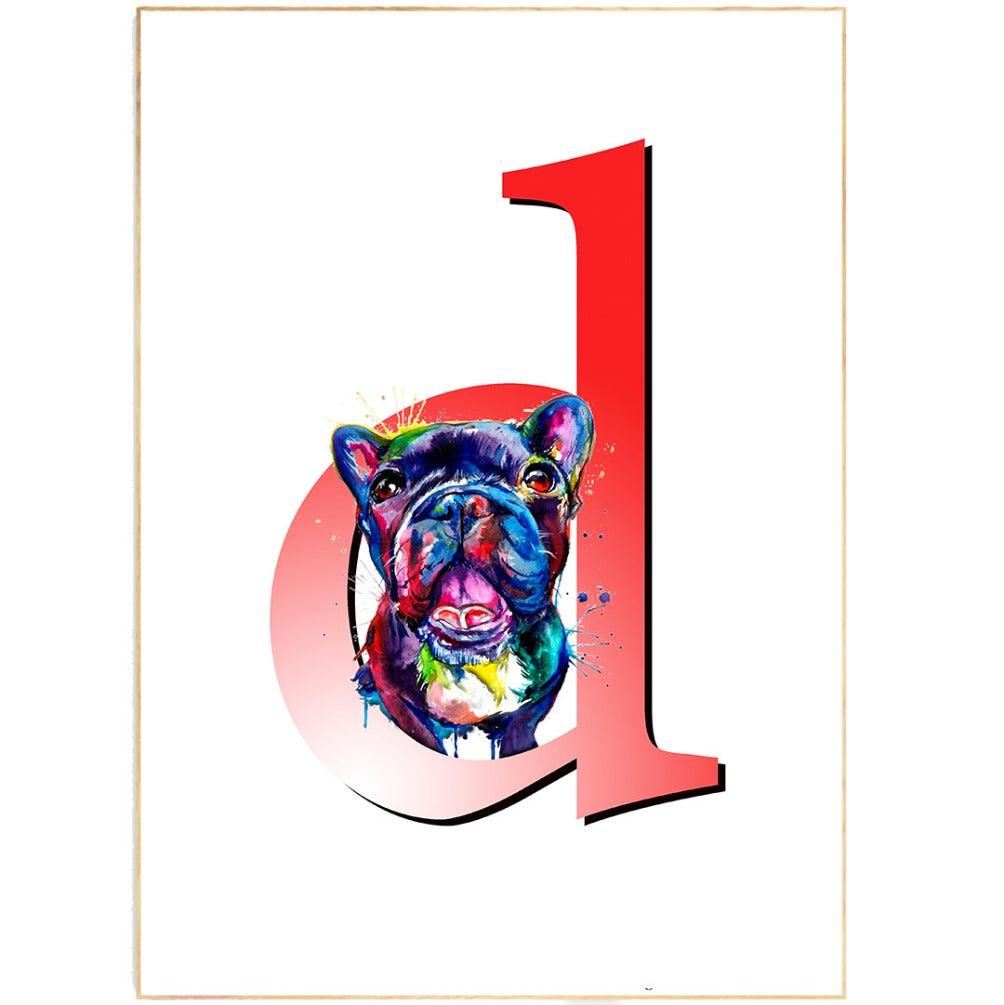 Dog Letter D Print - 98typesAnimals Alphabet