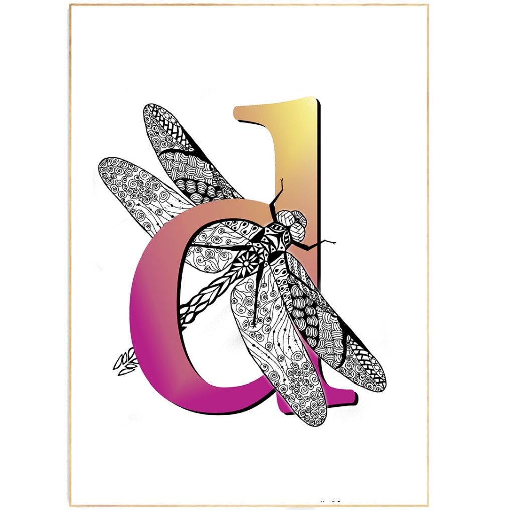 Dragonfly Letter D Print - 98typesAnimals Alphabet