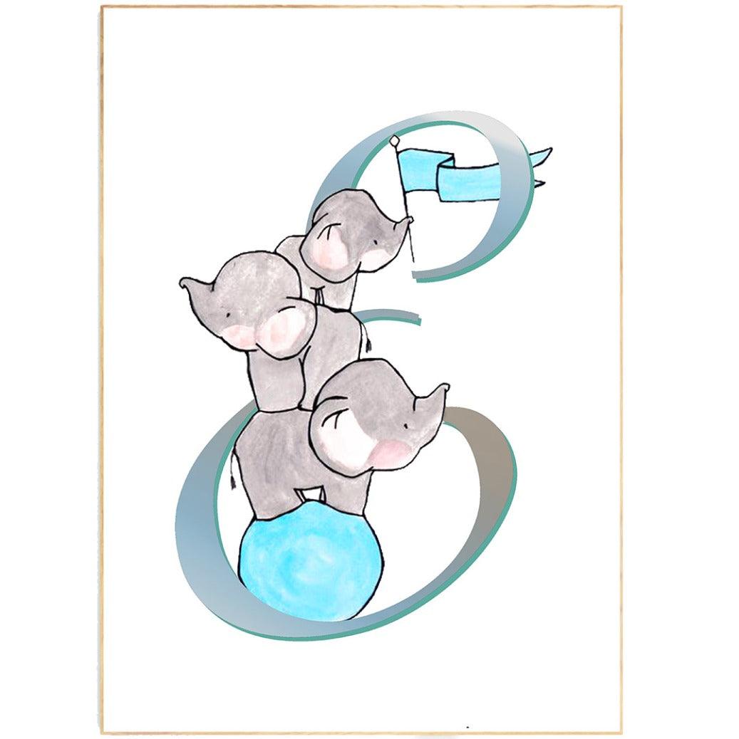 Elephant Letter E Print - 98typesAnimals Alphabet