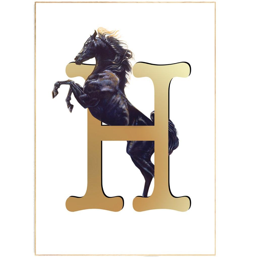 Horse Letter H Print - 98typesAnimals Alphabet