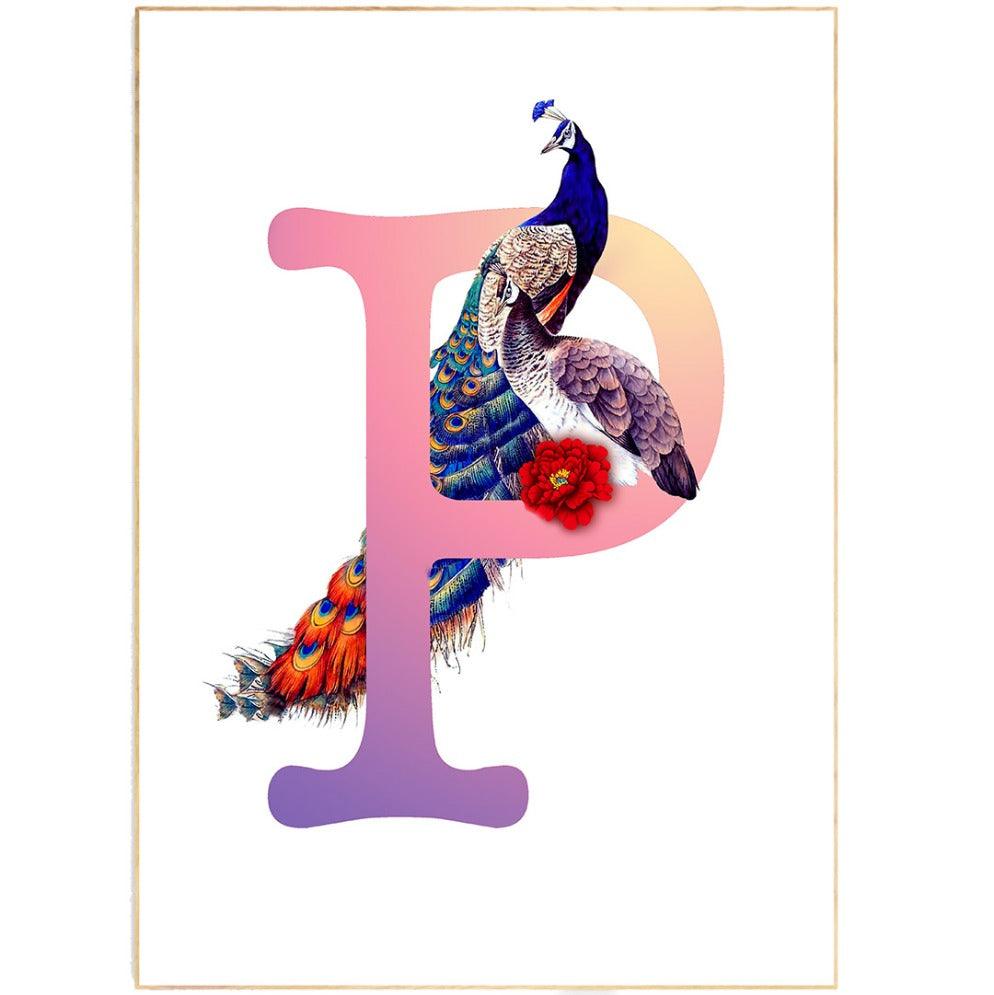 Peacock Letter P Print - 98typesAnimals Alphabet