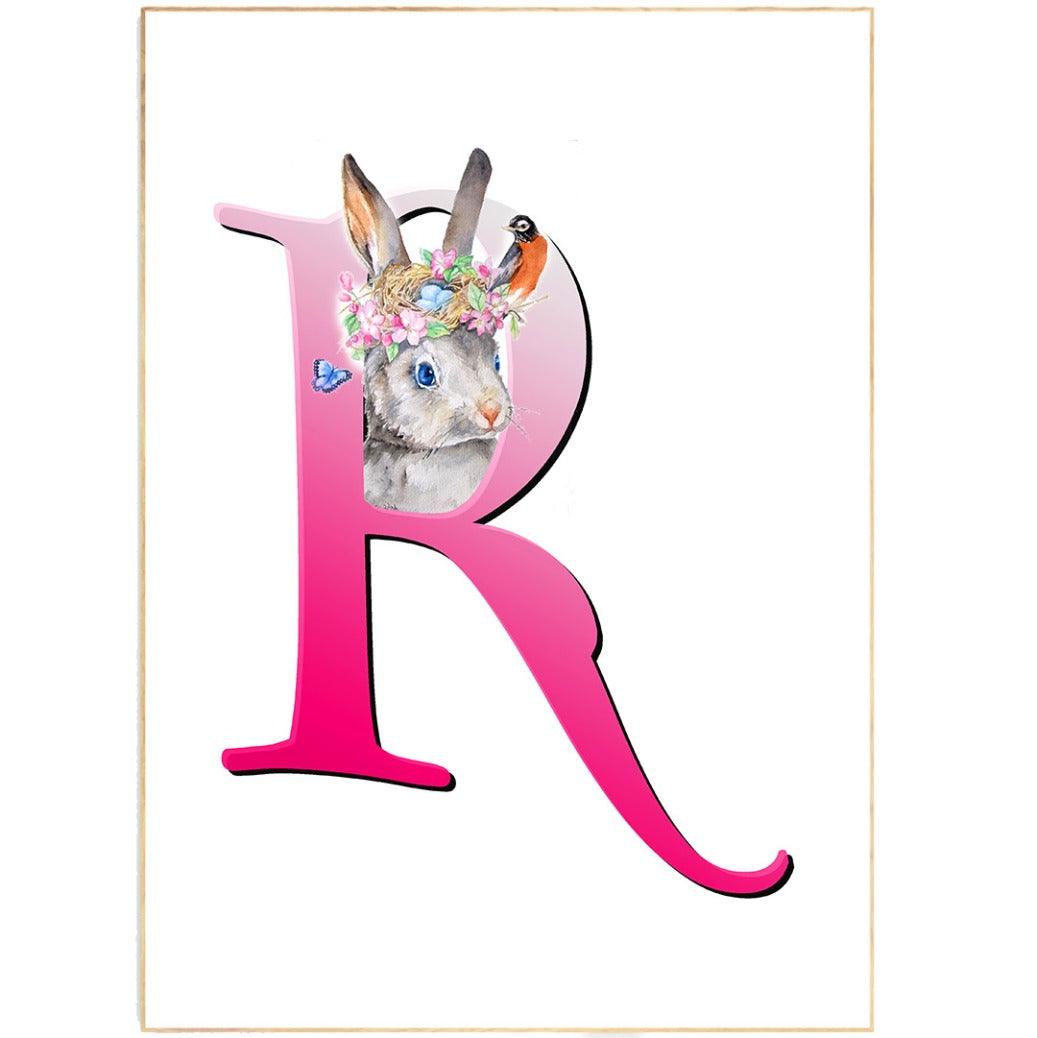 Rabbit Letter R Print - 98typesAnimals Alphabet