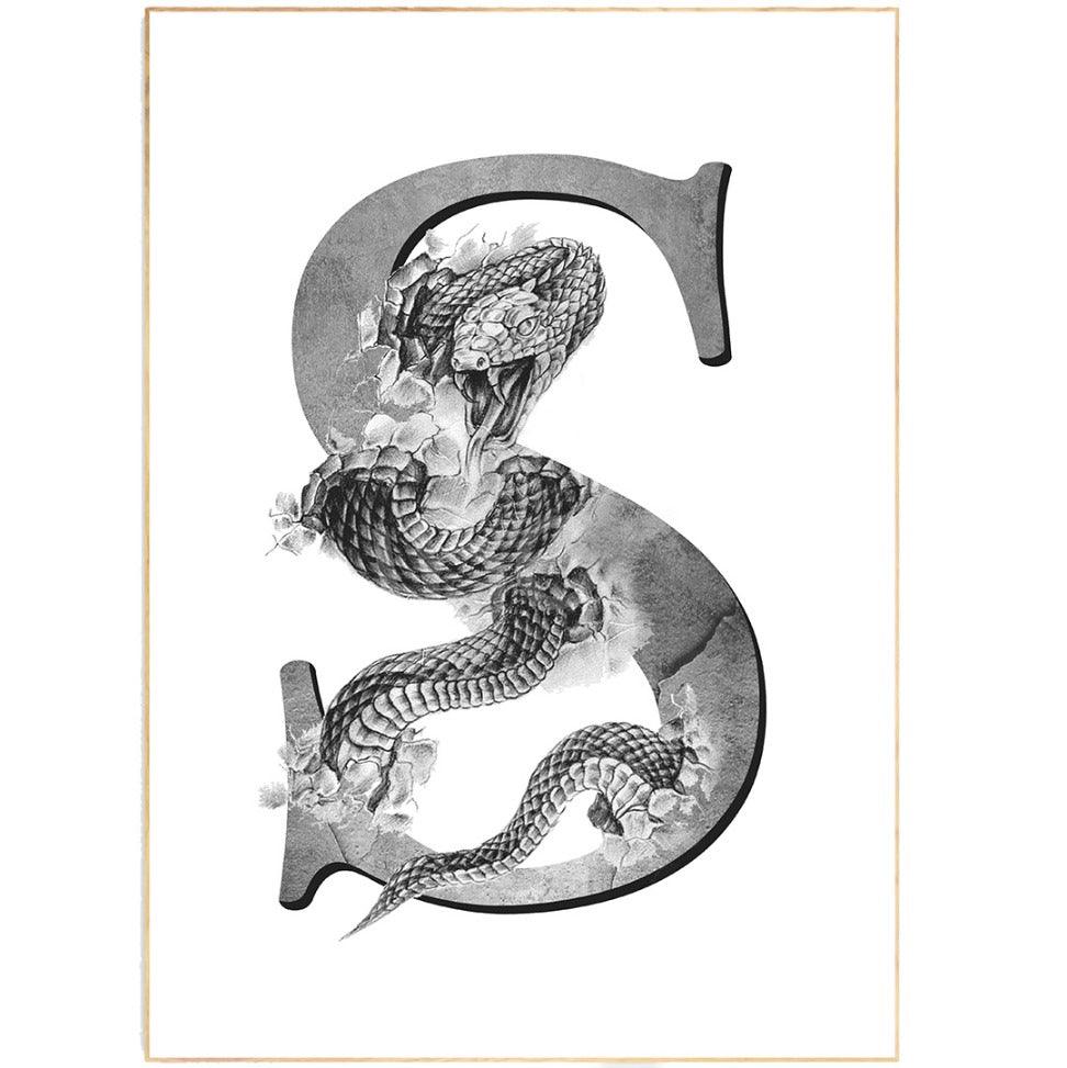 Snake Letter S Print - 98typesAnimals Alphabet