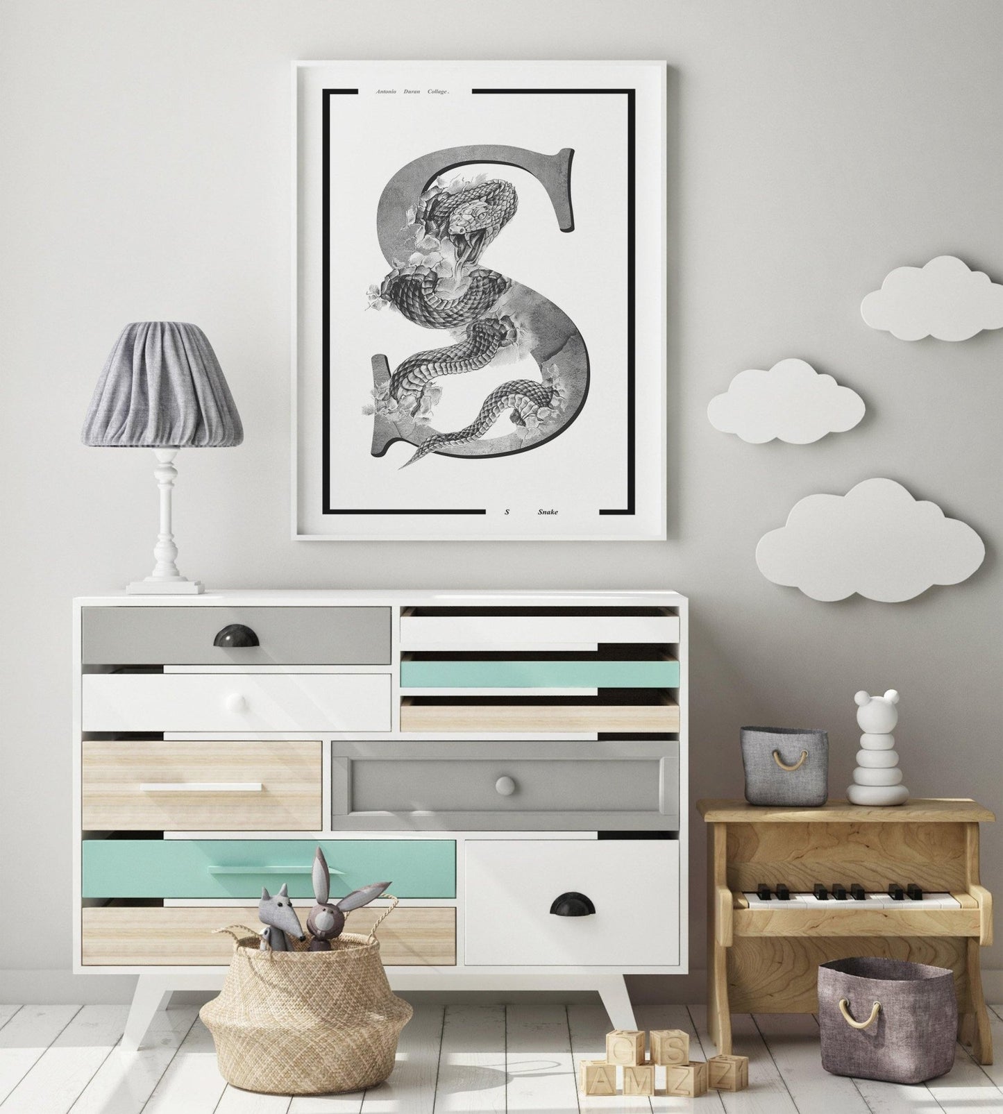 Snake Letter S Print - 98typesAnimals Alphabet