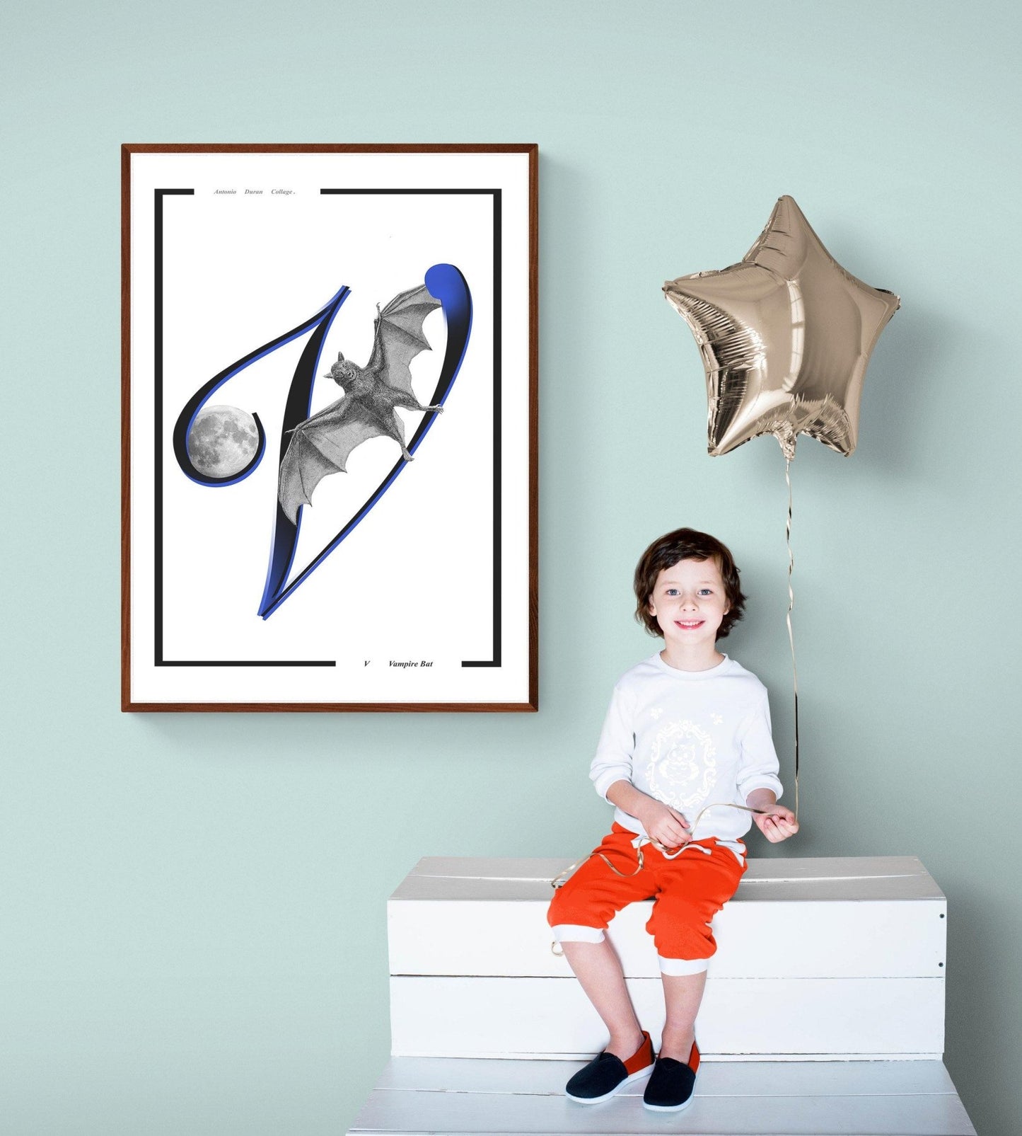 Vampire Bat Letter V Print - 98typesAnimals Alphabet