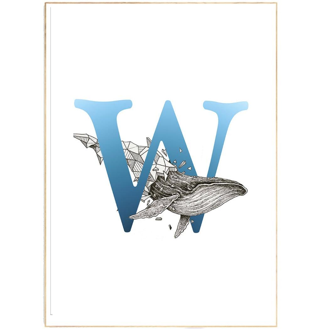 Whale Alphabet Poster - 98typesAnimals Alphabet