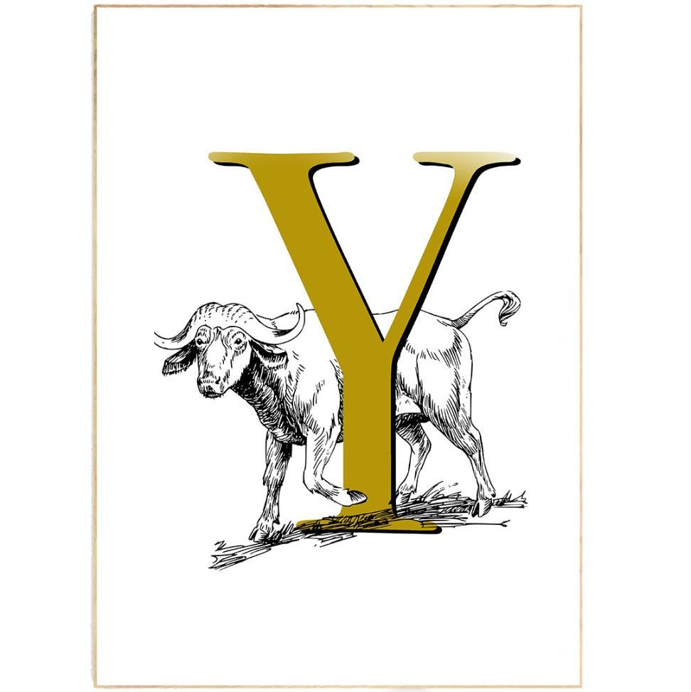 Yak Alphabet Poster - 98typesAnimals Alphabet