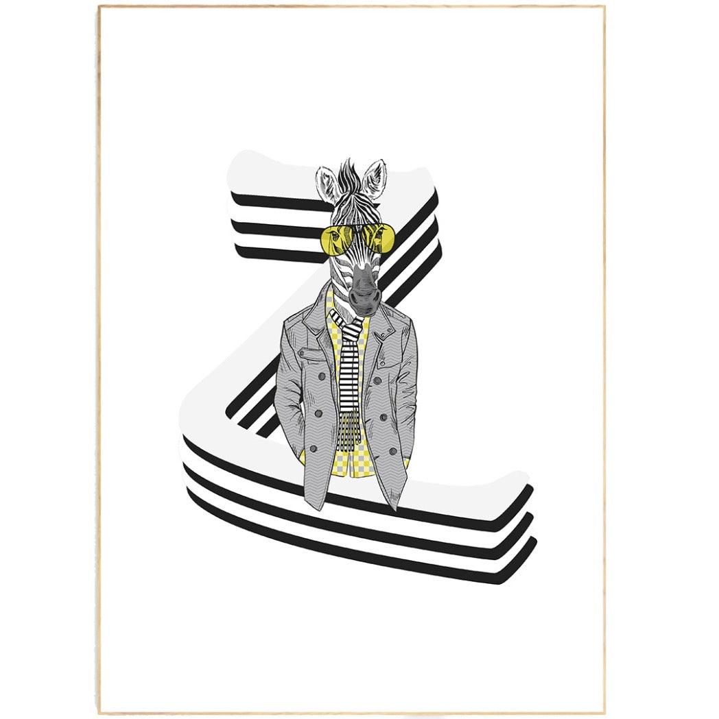 Zebra Letter Z Print - 98typesAnimals Alphabet