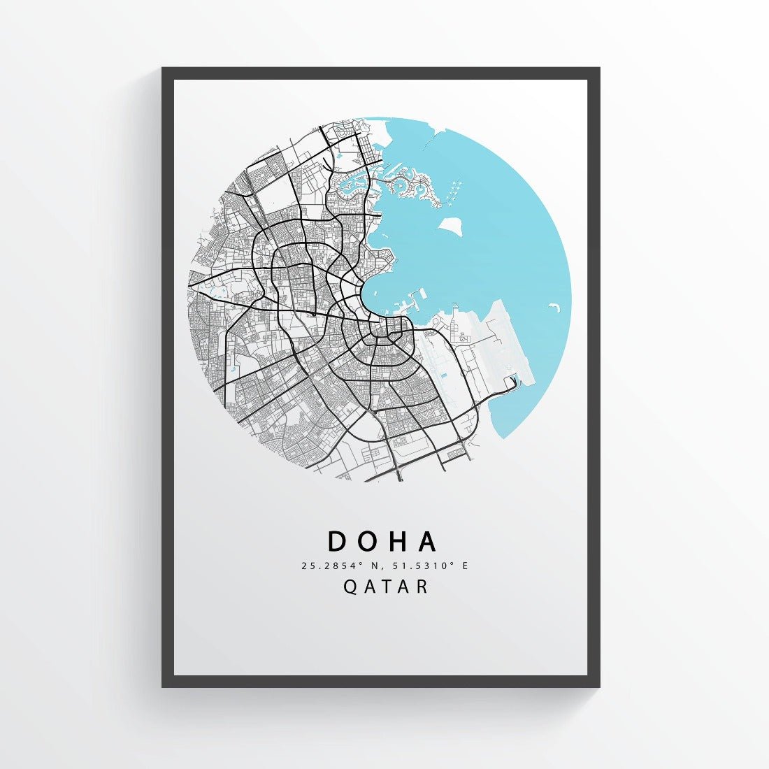 Doha City Street Map Print - 98types