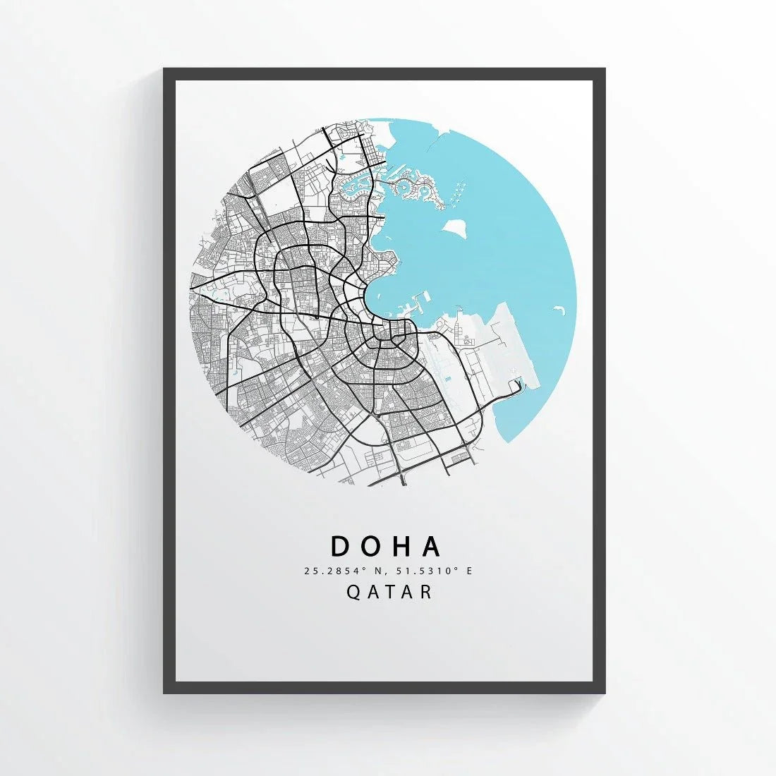 Doha City Street Map Print - 98types