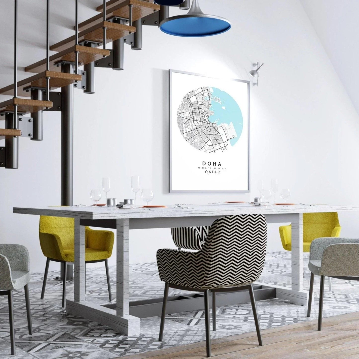 Doha City Street Map Print - 98types