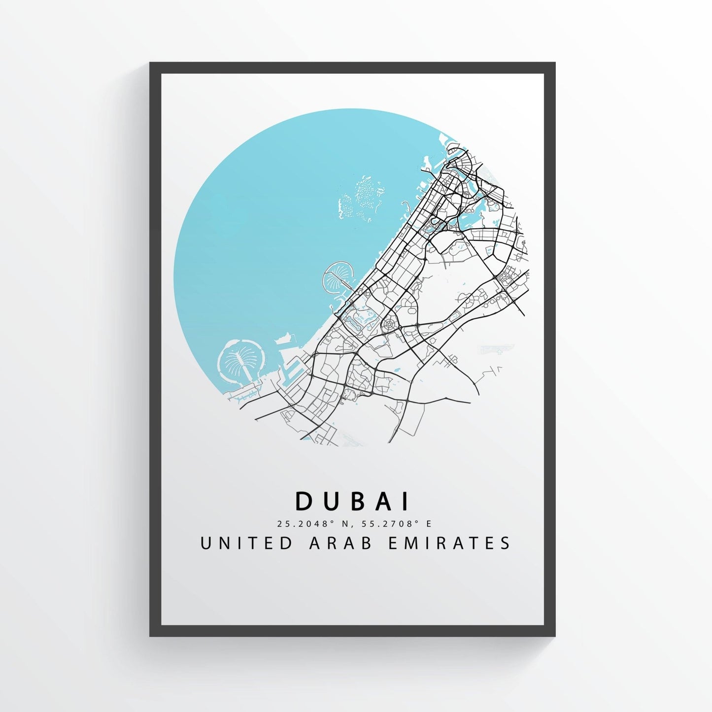 Dubai City Street Map Print - 98types