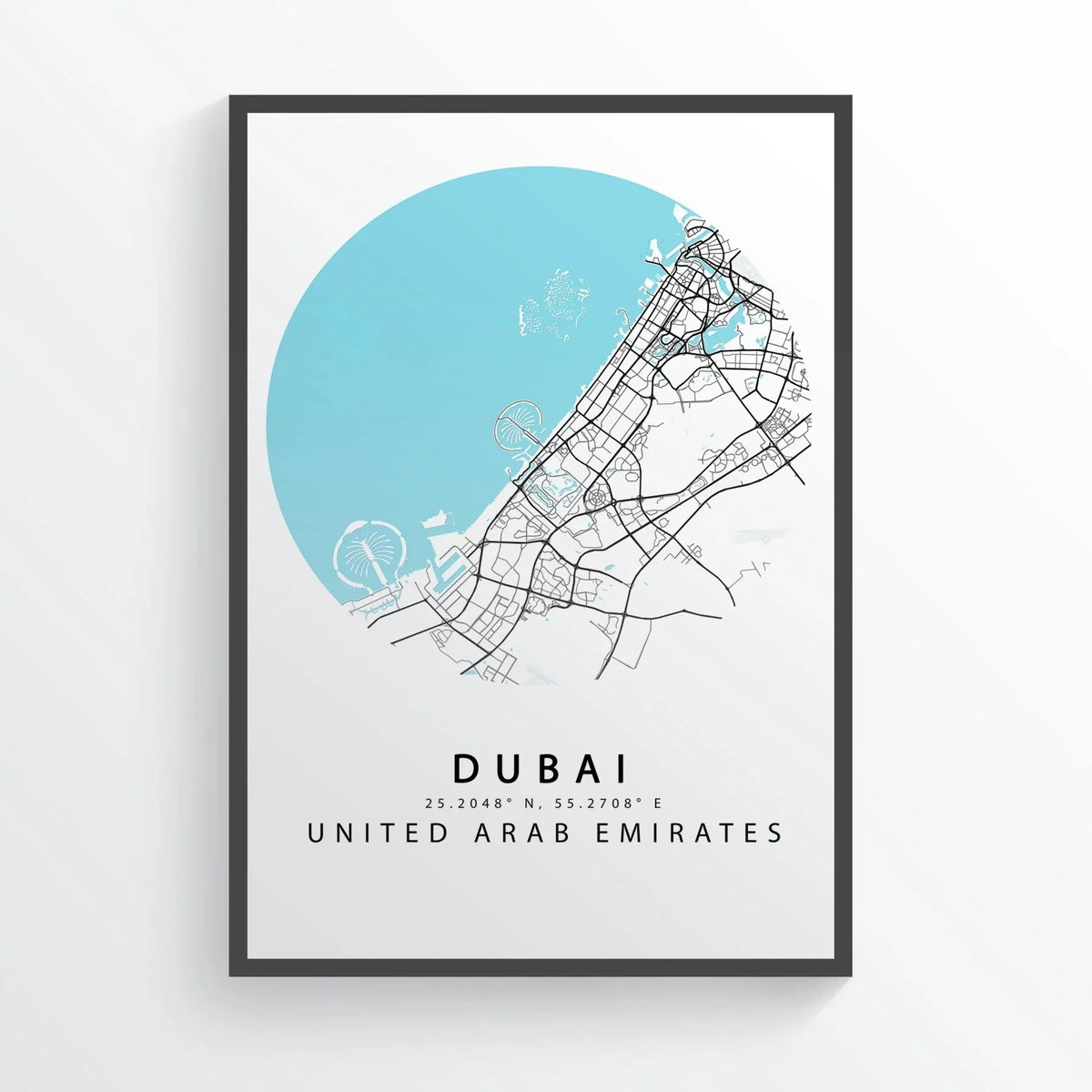 Dubai City Street Map Print - 98types