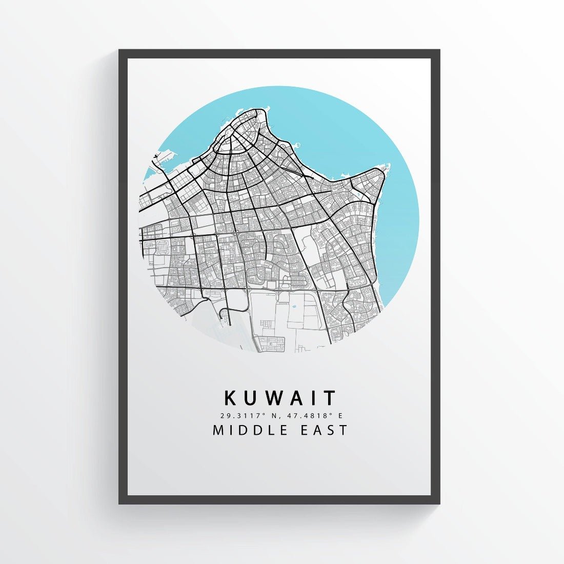 Kuwait City Street Map Print - 98types