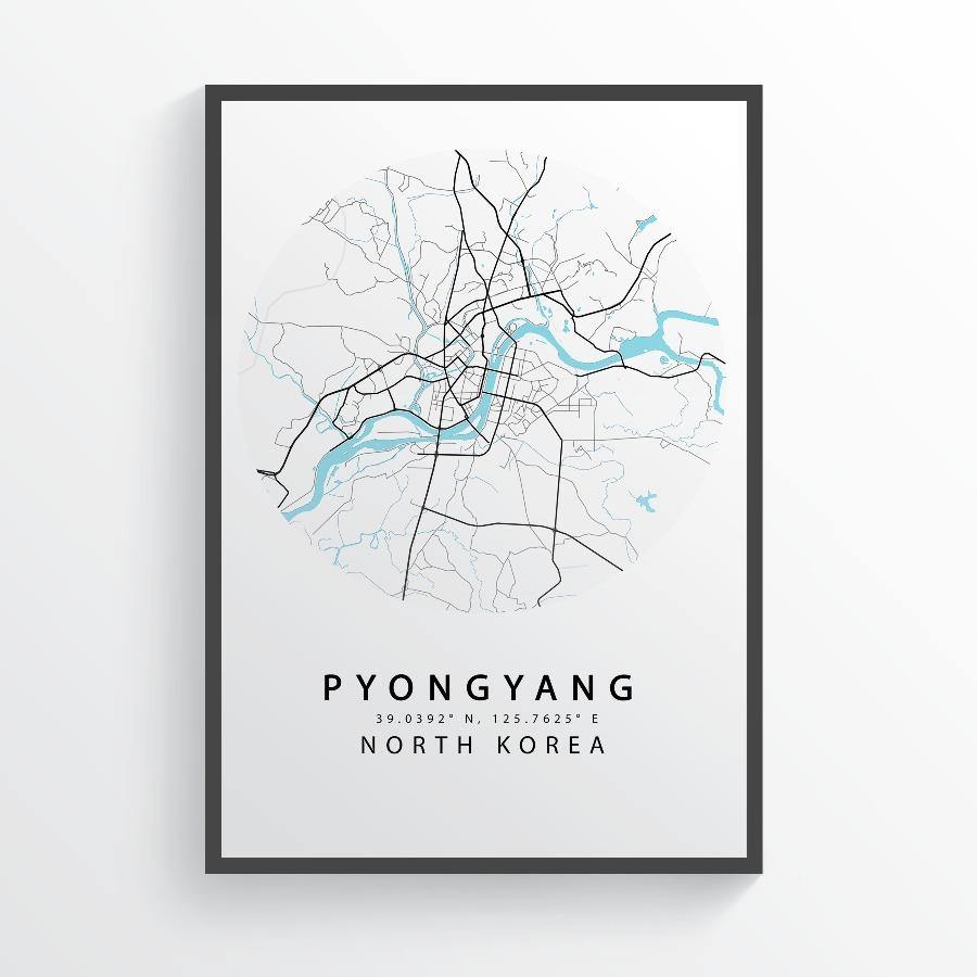 Pyongyang North Korea Map Poster - 98types