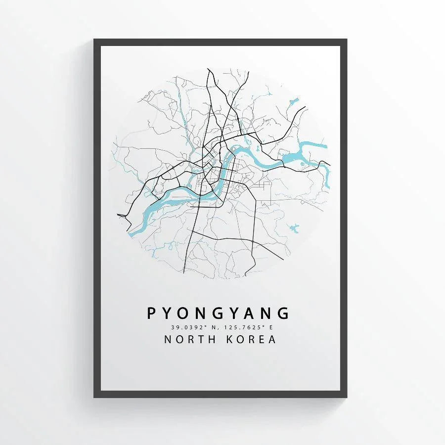 Pyongyang North Korea Map Poster - 98types