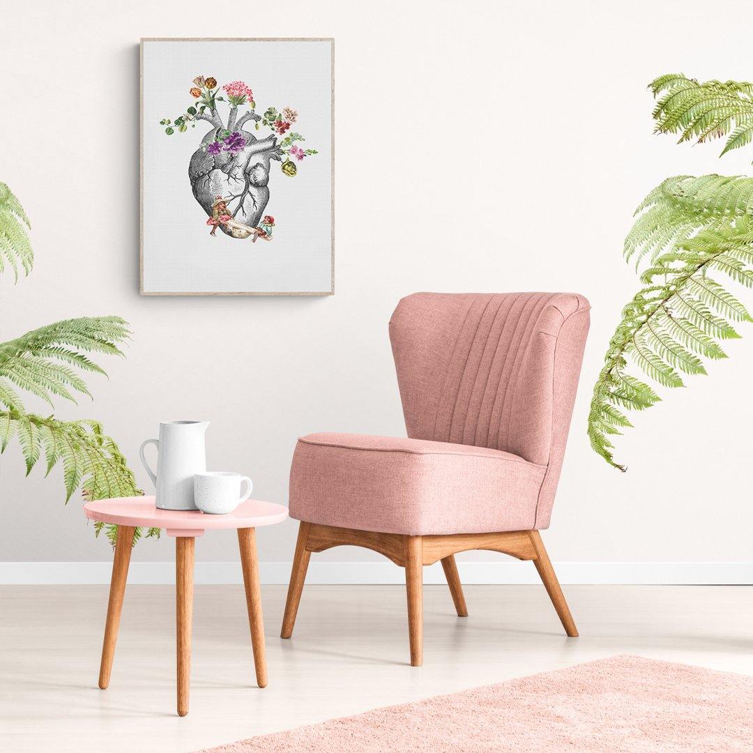 Anatomical Heart and Flowers Art Print - 98types