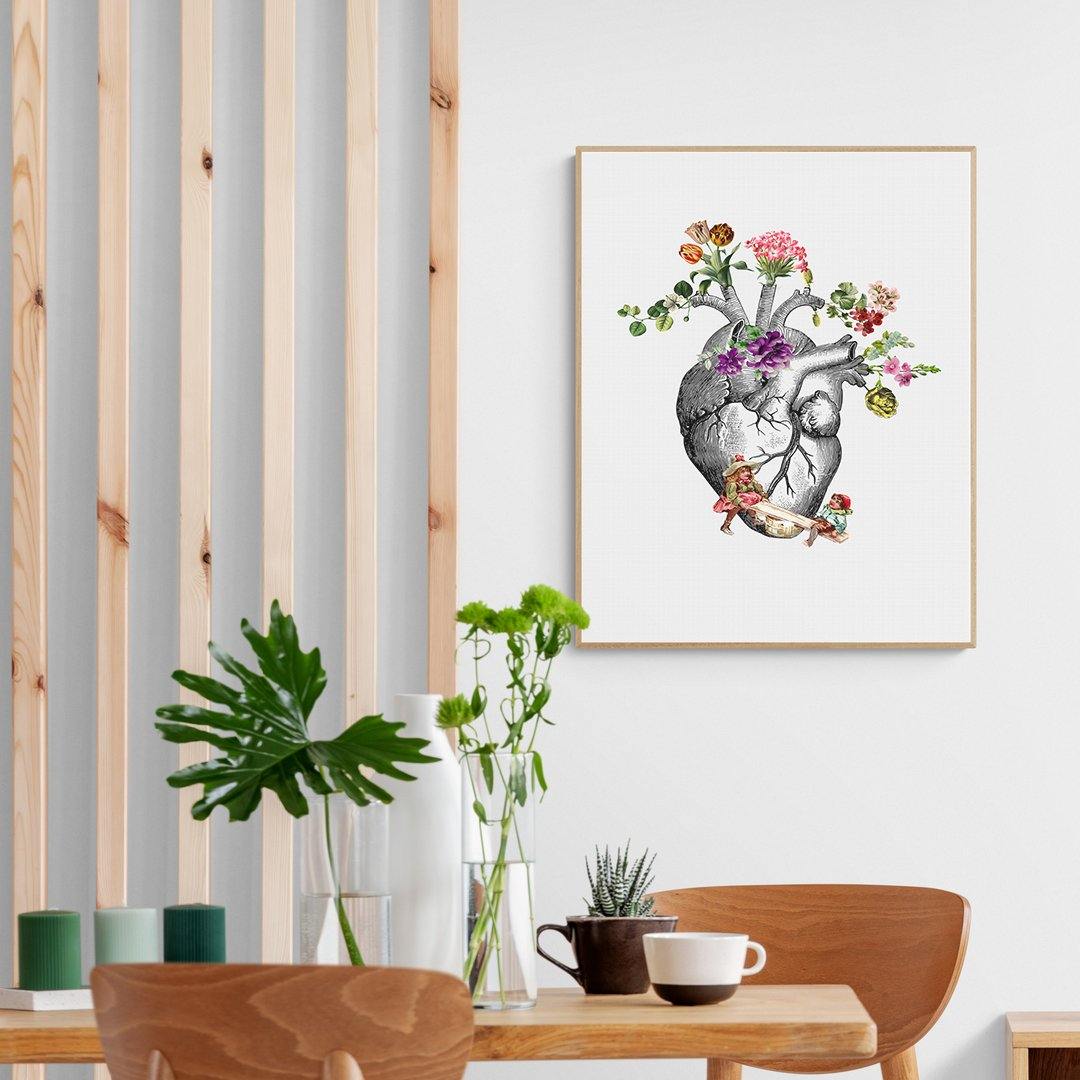 Anatomical Heart and Flowers Art Print - 98types