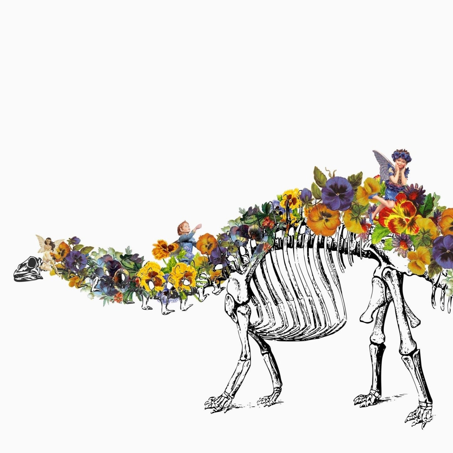 Dinosaur Skeleton Anatomical Flowers Print - 98types