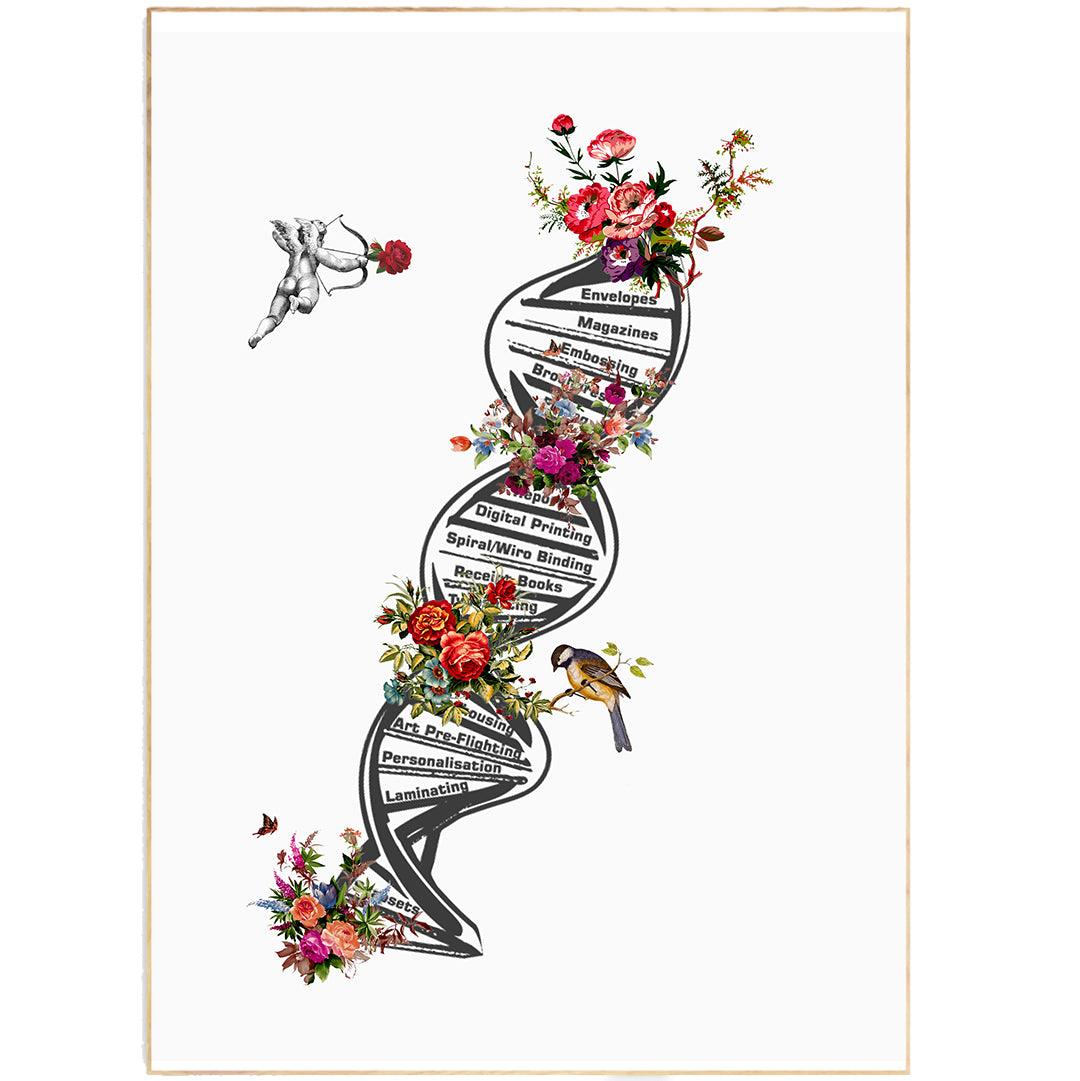 DNA Skeleton Anatomical Flowers Print - 98types