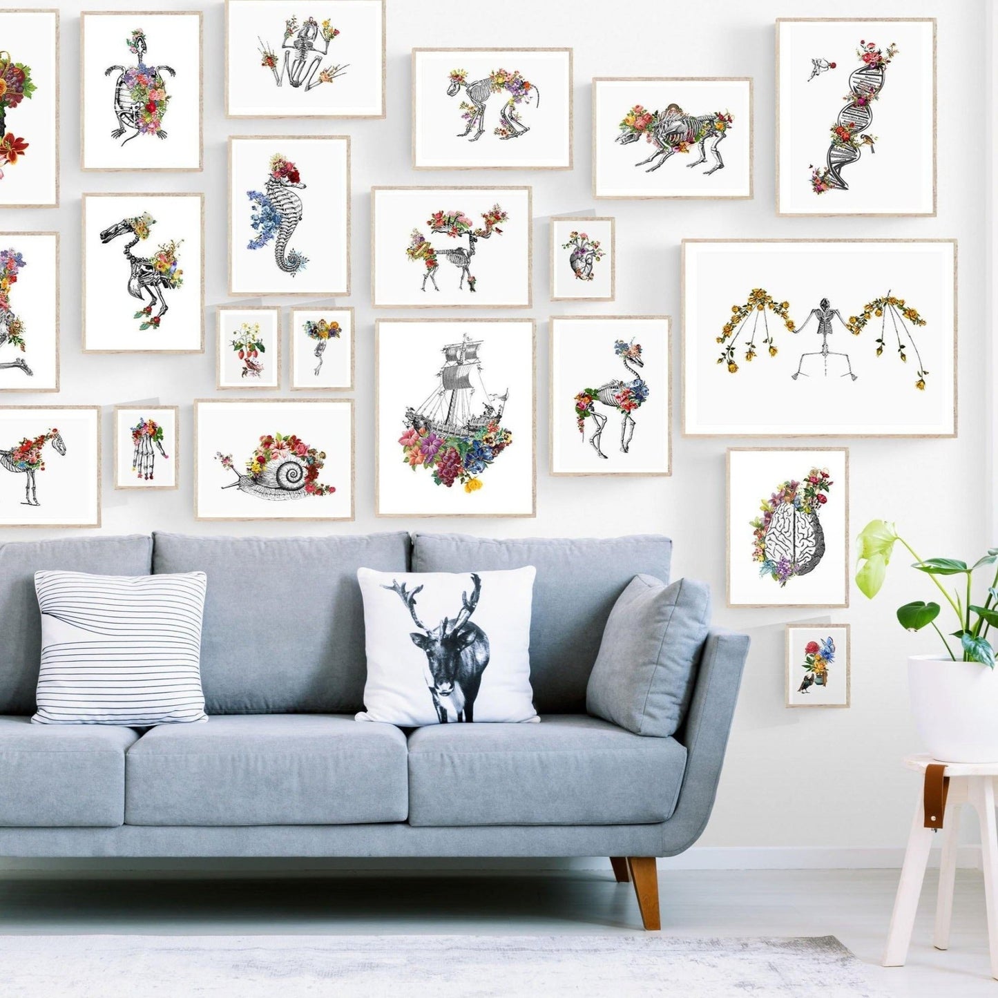 DNA Skeleton Anatomical Flowers Print - 98types