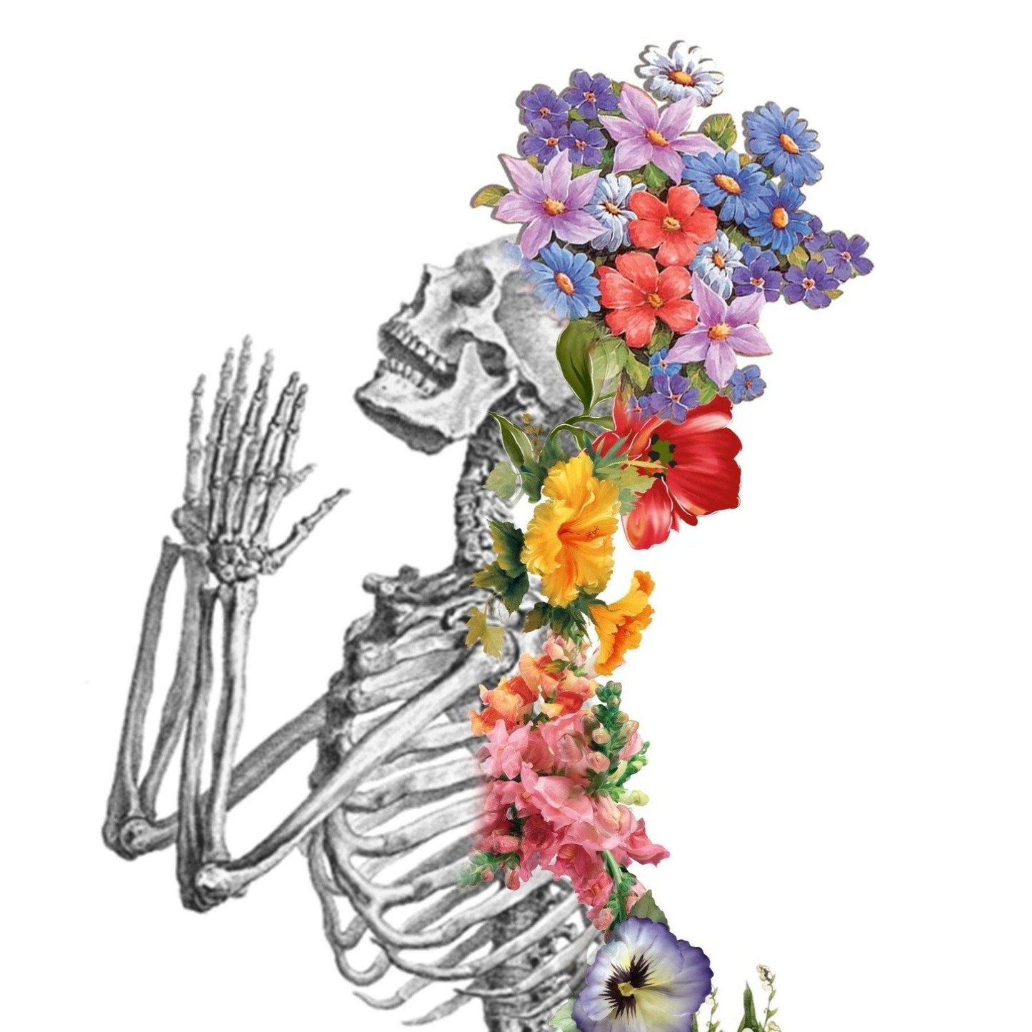 Full Skeleton Anatomical Floral Print - 98typesBotanical Art Prints