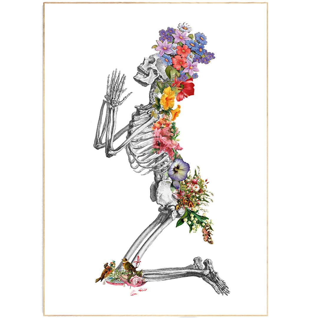 Full Skeleton Anatomical Floral Print - 98typesBotanical Art Prints