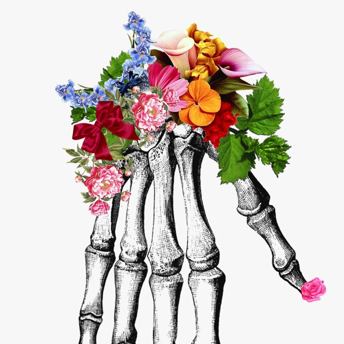Hands Skeleton Anatomical Flowers Print - 98types