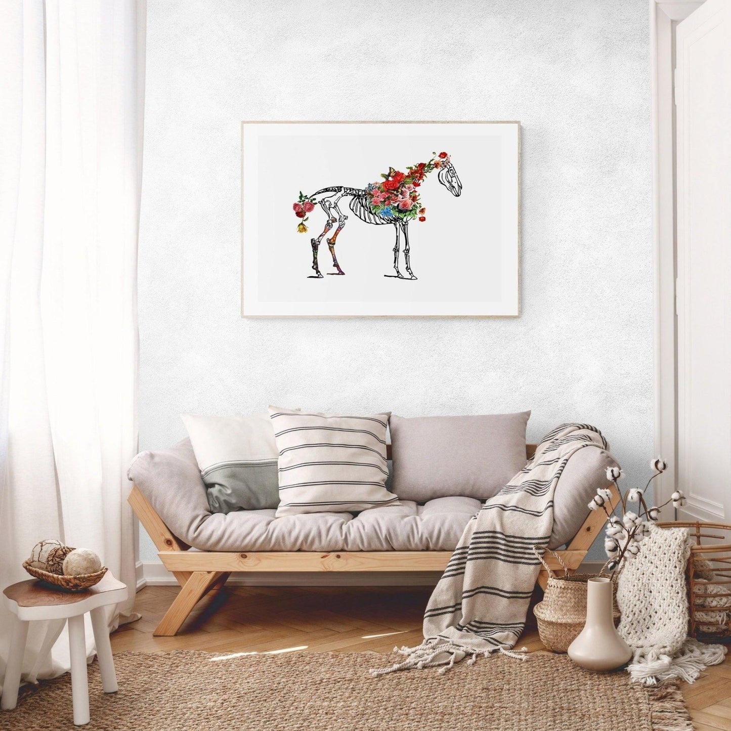 Horse Skeleton Anatomical Flowers Body Print - 98typesBotanical Art Prints
