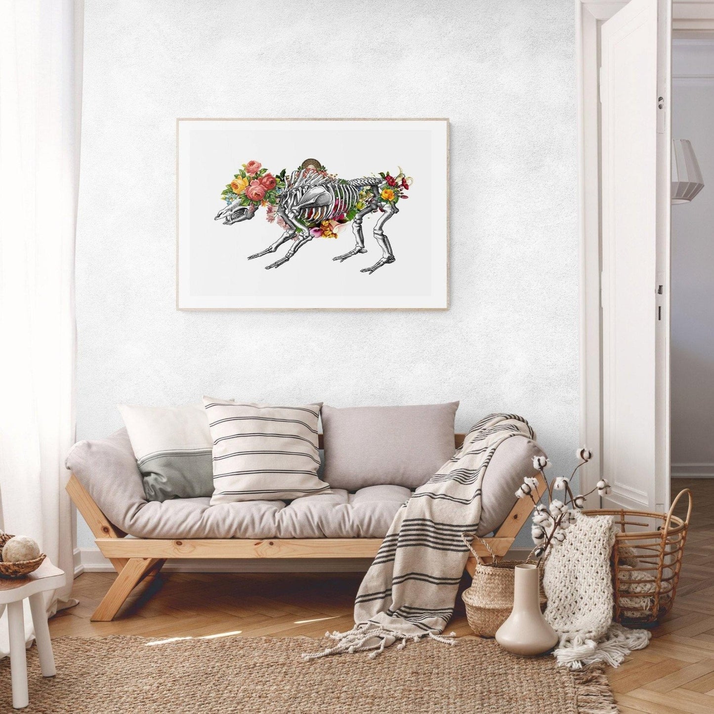 Lion Skeleton Anatomical Flowers Print - 98types