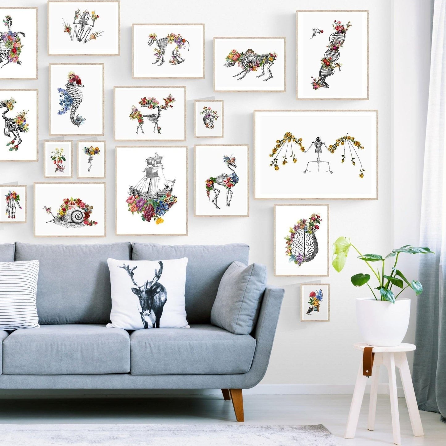 Seahorse Anatomical Flowers Print - 98types
