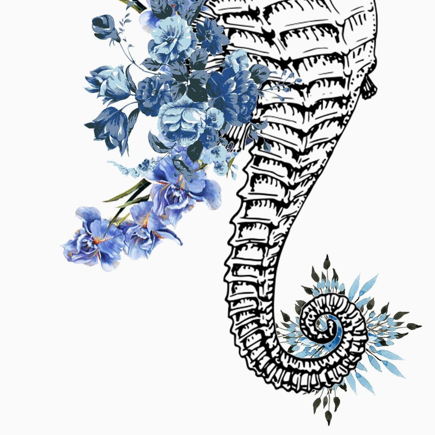 Seahorse Anatomical Flowers Print - 98types