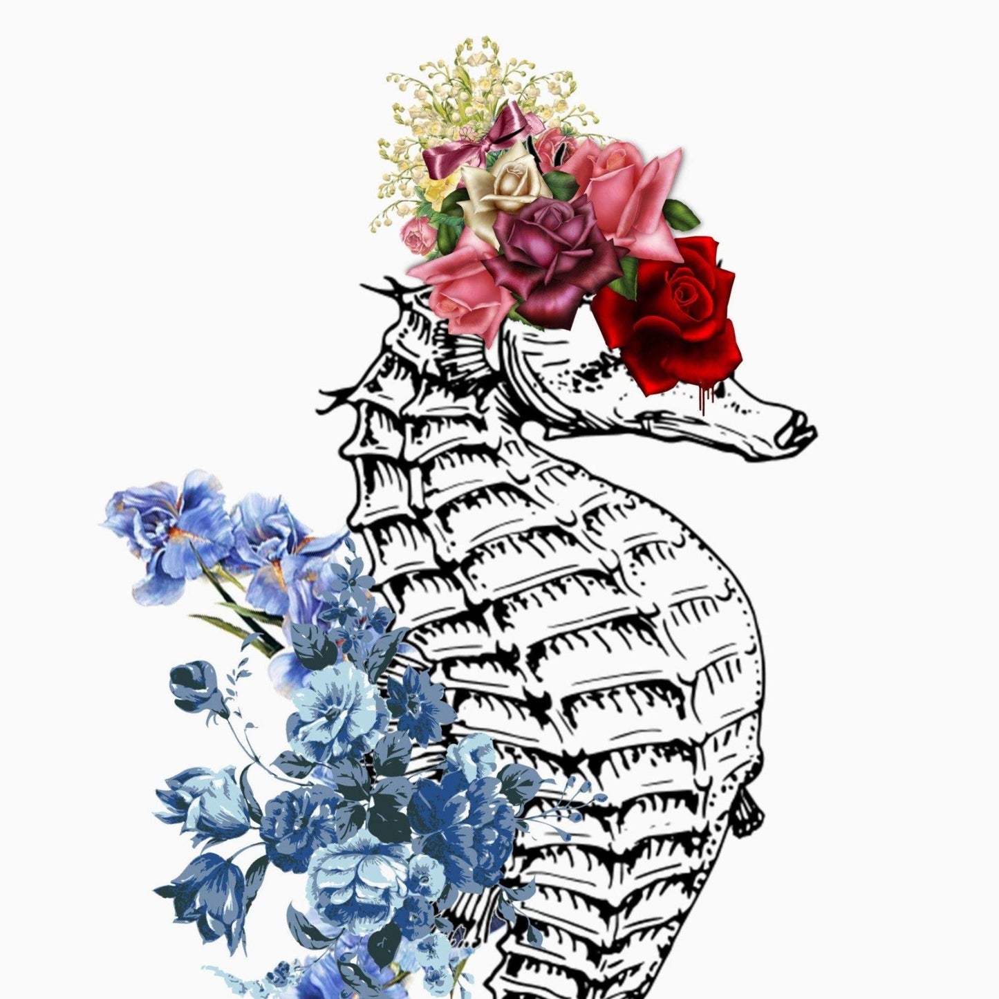 Seahorse Anatomical Flowers Print - 98types