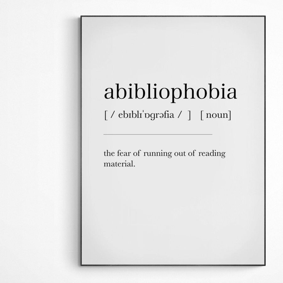 Abibliophobia Definition Print - 98types