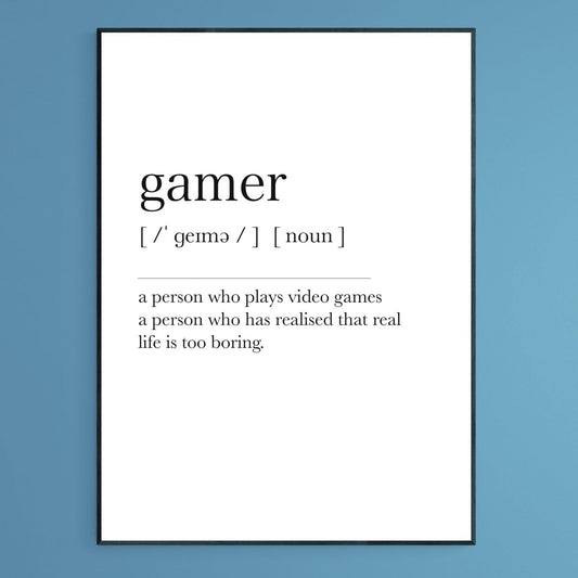 Gamer Definition Print - 98types