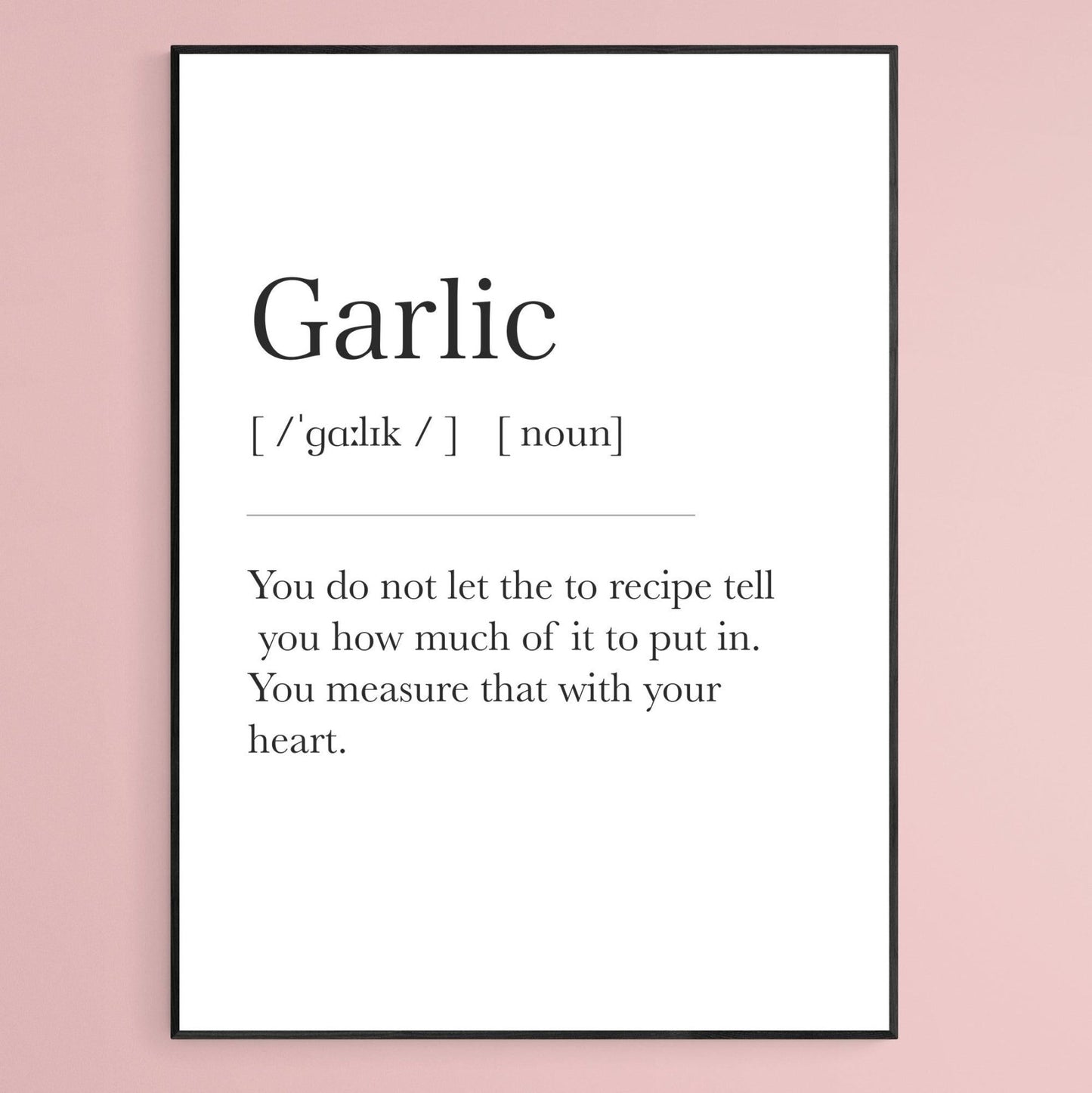 Garlic definition print, funny kitchen wall art, food lover gift, dictionary art poster UK, funny cooking print, 98types