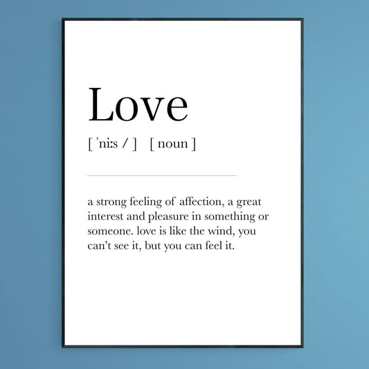 Love Definition Print - 98types